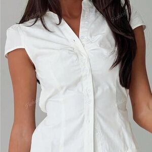 Women's White Button-Up Top